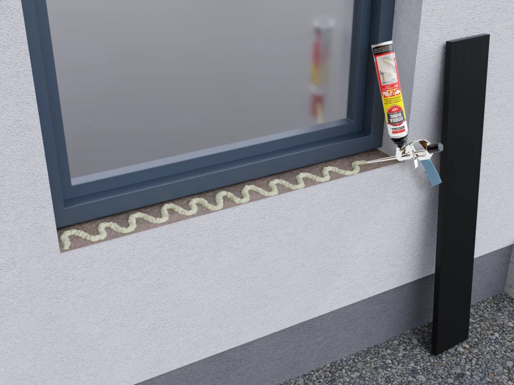 Soudal ragasztóhab alkalmazása ablakpárkánynál